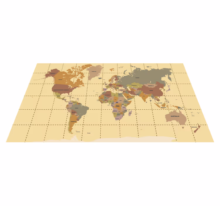 Vinyl teppich weltkarte beige im vintage-stil - TenStickers