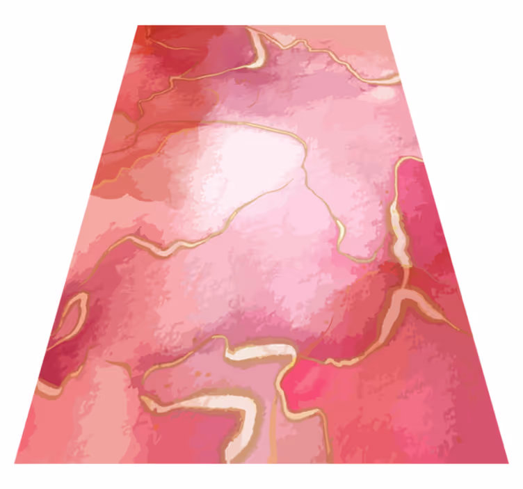 Vinyl teppich modern in pink und gold marmoroptik - TenStickers