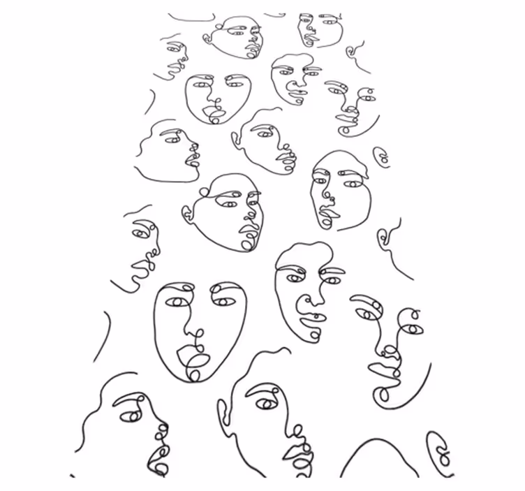 Vinyl teppich modern mit gesichtern in linienkunst - TenStickers