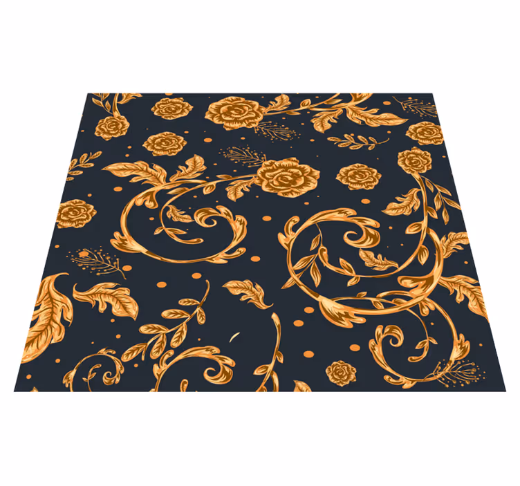 Vinyl teppich vintage tapete golden leaf - TenStickers