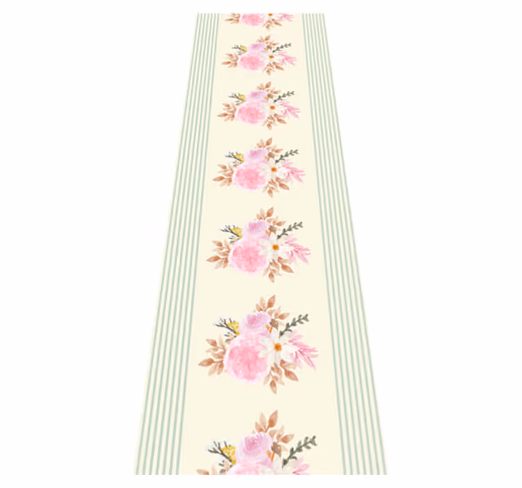 Vinyl teppich vintage mit gestreiftem blumendesign - TenStickers