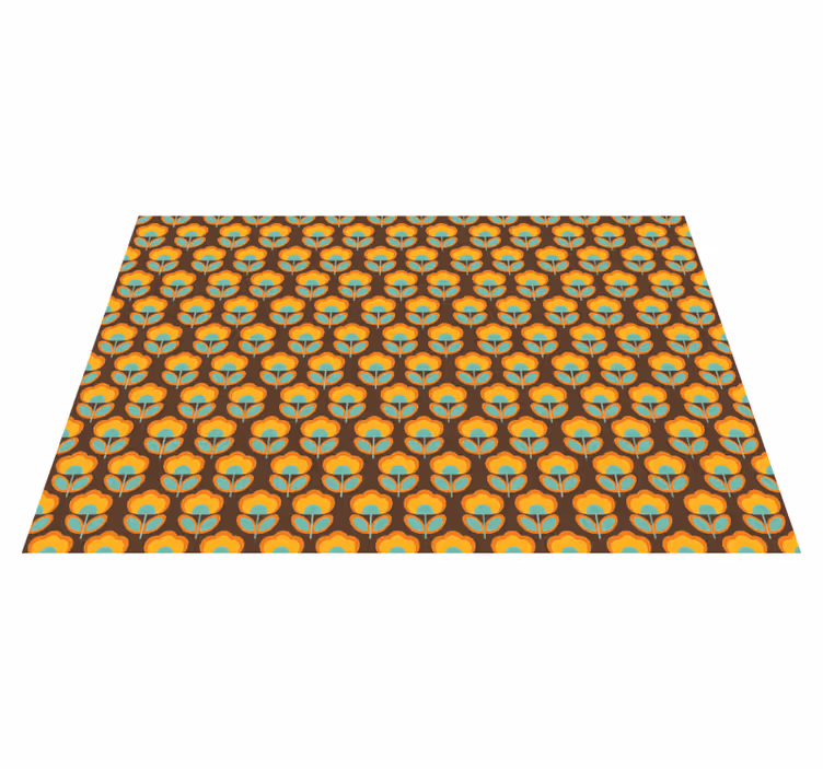 Vinyl teppich vintage 70er blumen mit blättern - TenStickers