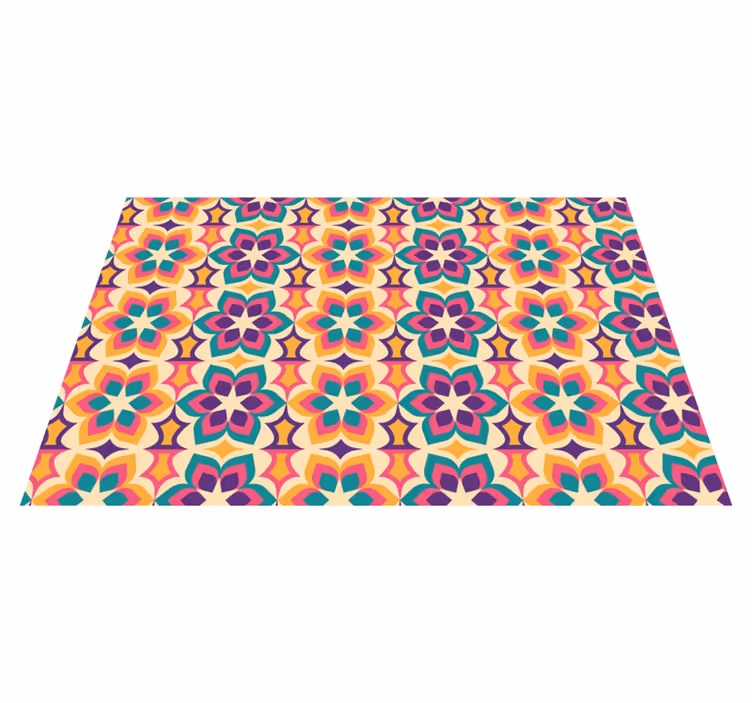 Vinyl teppich vintage mit 70er jahre blumen - TenStickers