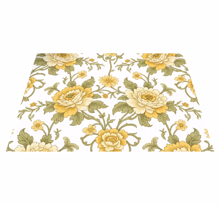 Vinyl teppich vintage mit gelben blumenmotiv - TenStickers