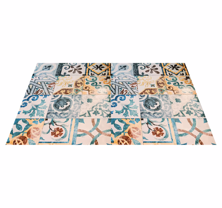 Vinyl teppich vintage im retro mosaikdesign - TenStickers