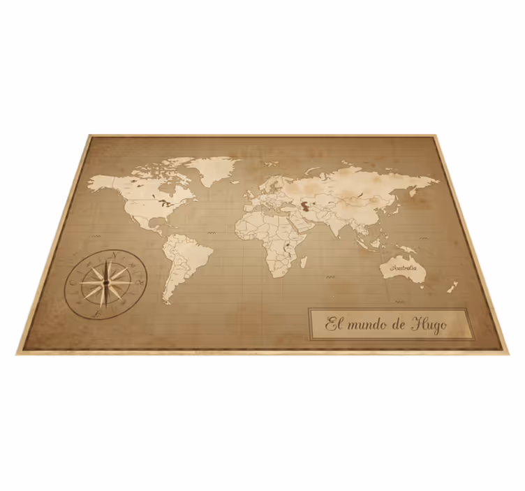 Vinyl teppich weltkarte vintage-weltkarte mit namen - TenStickers