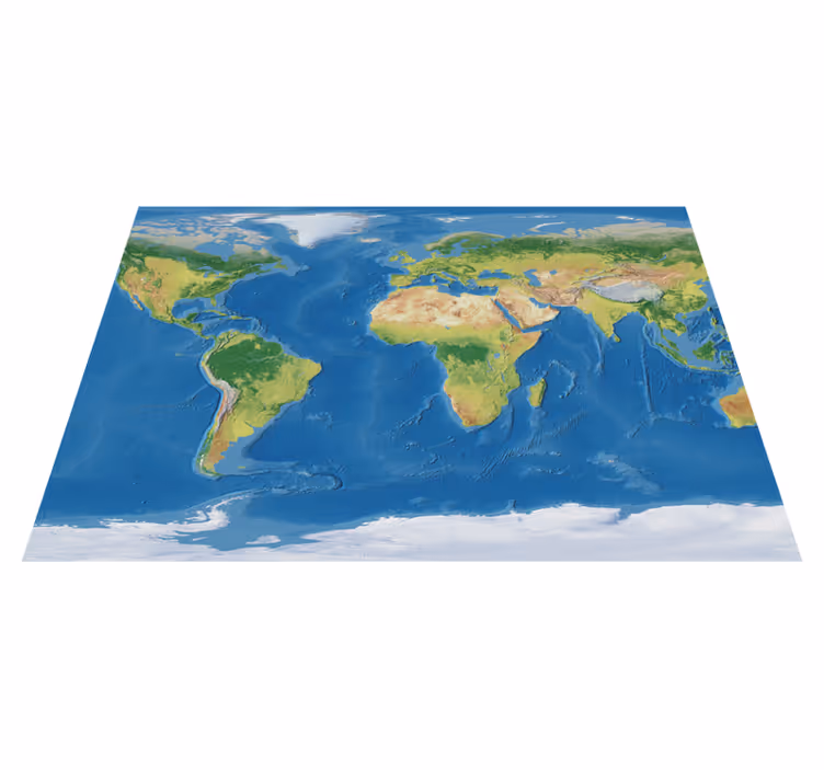 Vinyl teppich weltkarte geografische realistische weltkarte - TenStickers