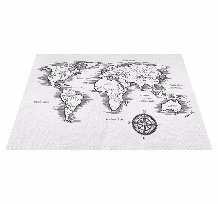 Vinyl teppich weltkarte elegante weltkartenzeichnung - TenStickers