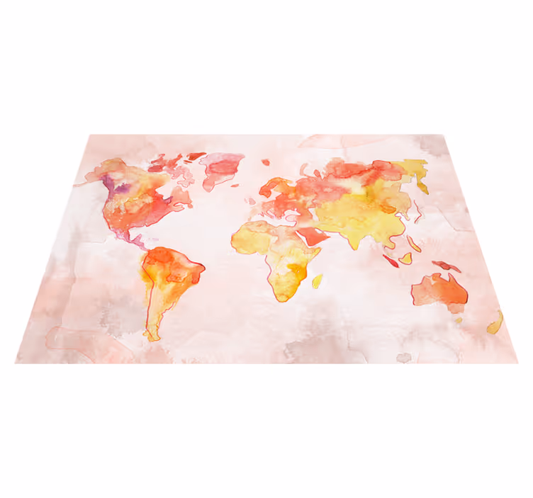 Vinyl teppich weltkarte pastell aquarell weltkarte - TenStickers