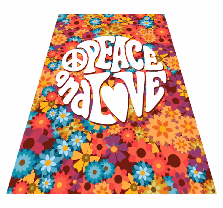 Vinyl teppich blumen frieden und liebe - TenStickers