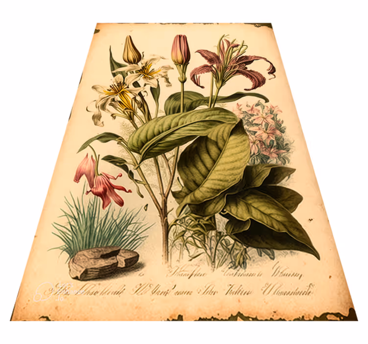 Vinyl teppich blumen im vintage botanischen druck - TenStickers