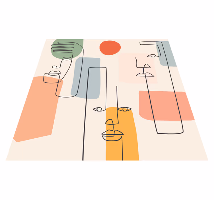 Geometrischer vinyl teppich mit minimalistischer gesichtsart - TenStickers