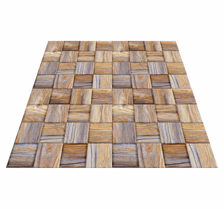 Vinyl teppich geometrisch 80er jahre holzoptik mosaik - TenStickers