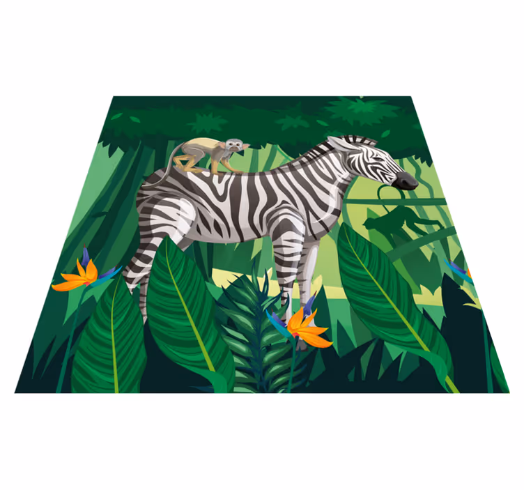 Vinyl teppich kinderzimmer giraffe zebra affe 4er set - TenStickers