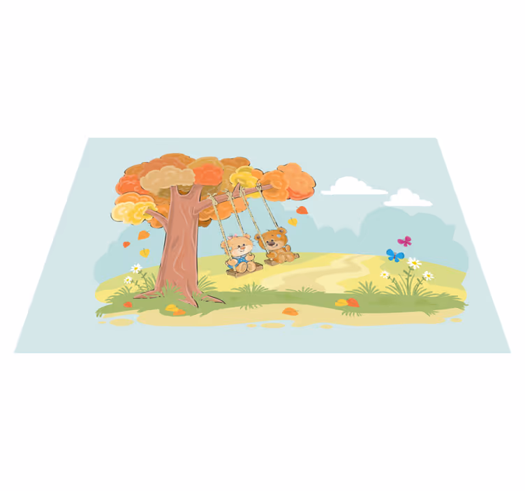 Vinyl teppich kinderzimmer bären im wald - TenStickers