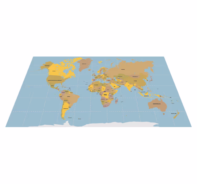 Vinyl teppich weltkarte blau und beige - TenStickers