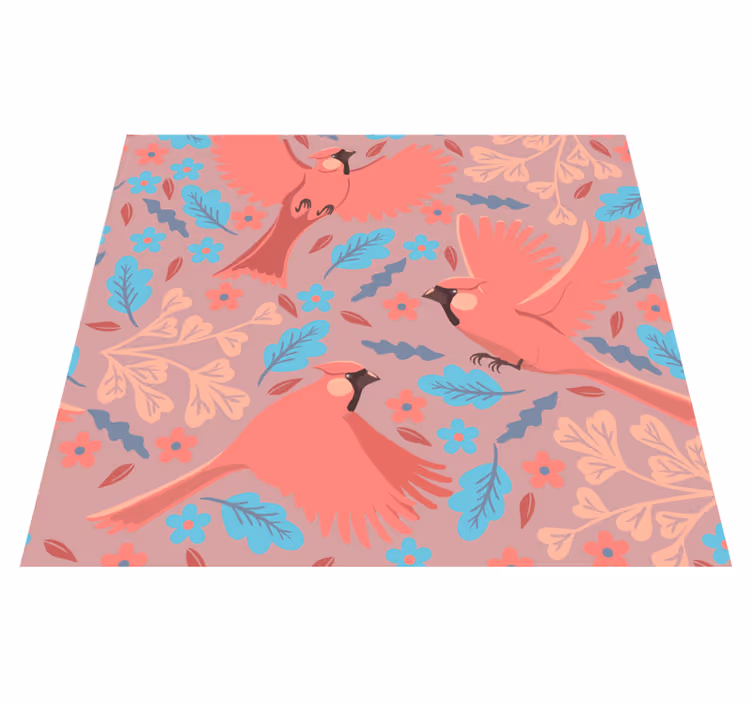 Vinyl teppich wohnzimmer mit blush hintergrund und vögeln - TenStickers