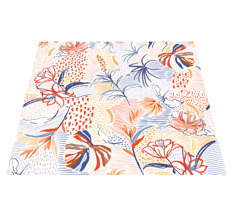 Vinyl teppich wohnzimmer mit ornamentalem blumenmuster - TenStickers