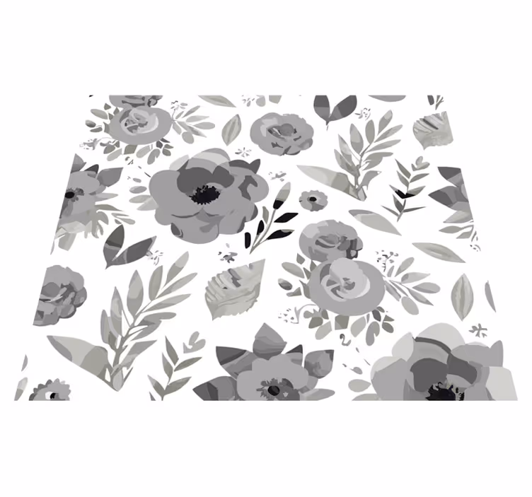 Vinyl teppich grau aquarella blumen - TenStickers