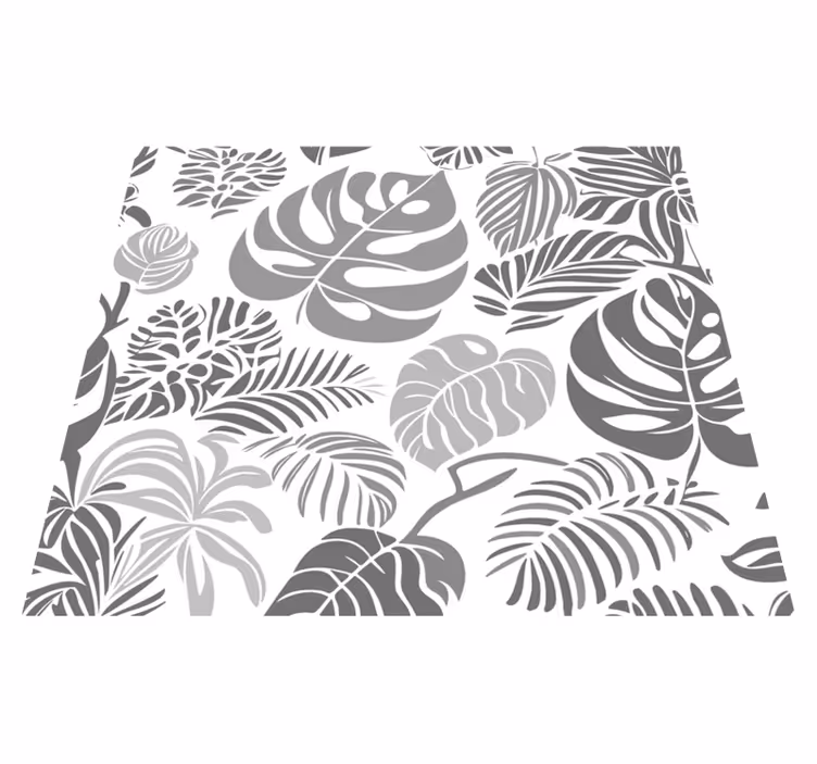 Vinyl teppich grau mit monstera-blättern - TenStickers
