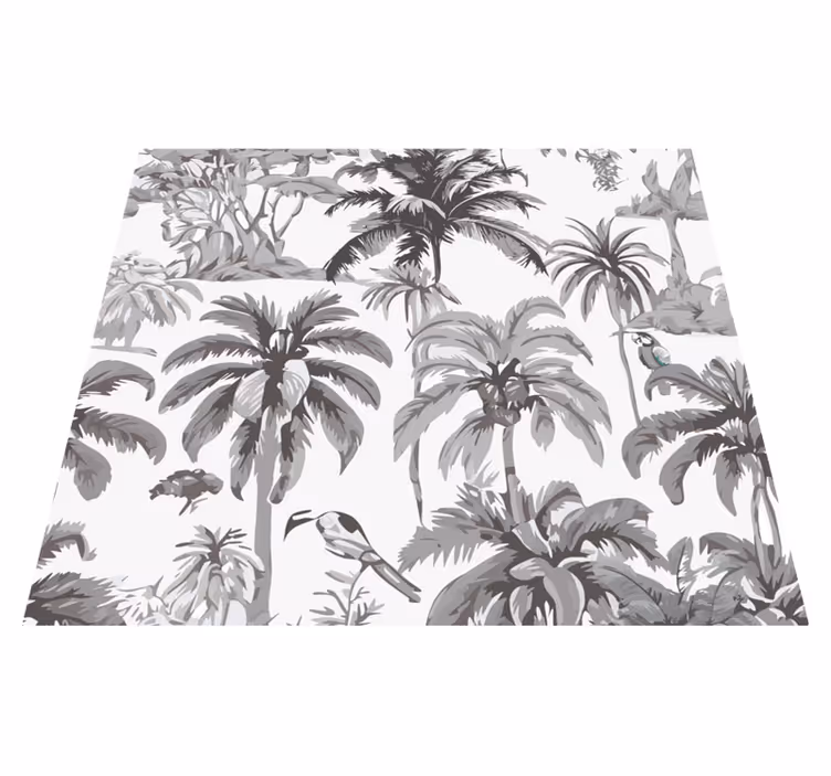 Vinyl teppich grau mit palmenmotiven - TenStickers