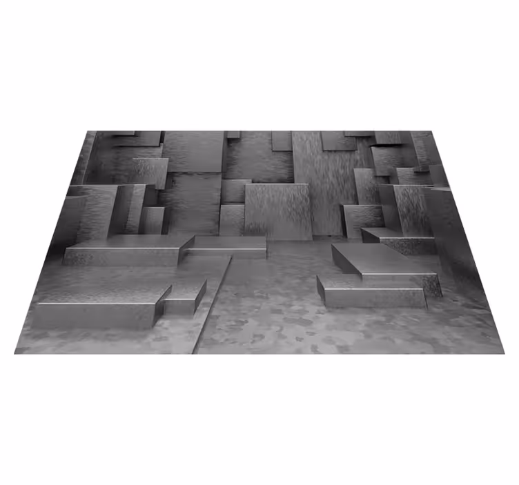 Vinyl teppich grau mit geometrischen abstrakten blöcken - TenStickers