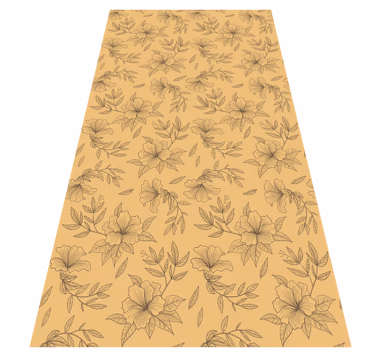 Vinyl teppich beige mit schönen silhouettenblumen - TenStickers