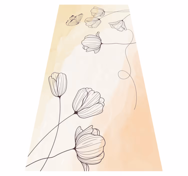Vinyl teppich beige mit schönen blumen - TenStickers