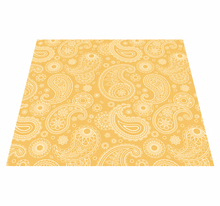 Vinyl teppich gelb im arabischen paisley design - TenStickers