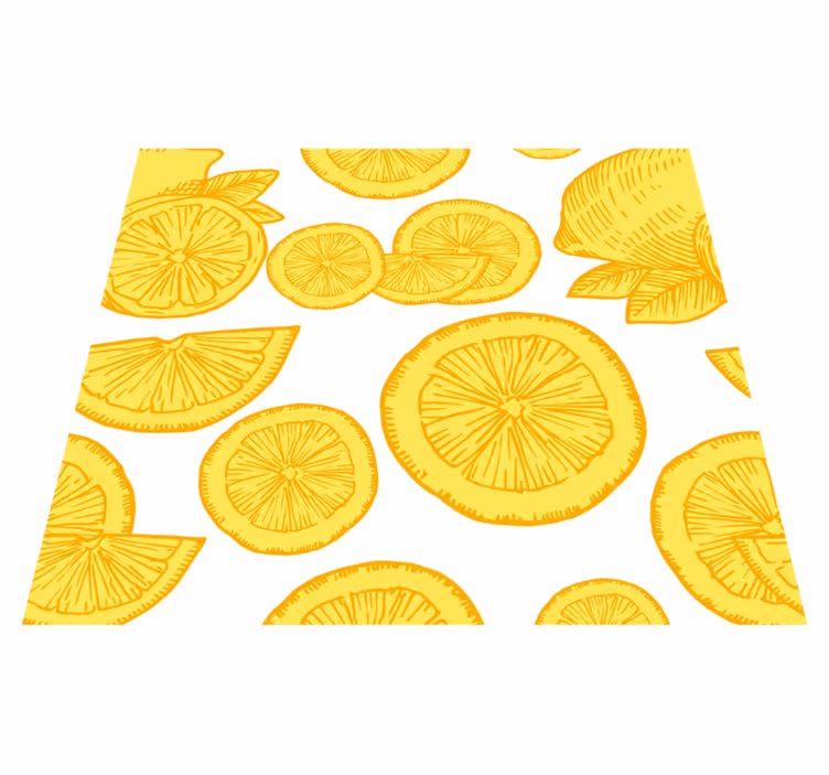 Vinyl teppich gelb orange und zitronen skizze - TenStickers