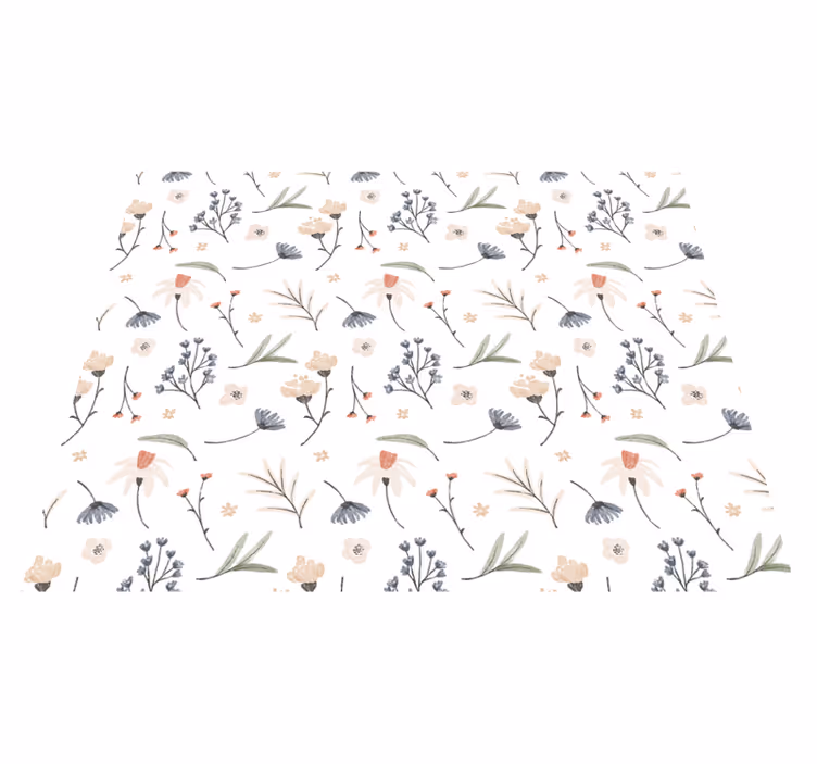 Vinyl teppich weiß mit aquarell blumenmuster - TenStickers