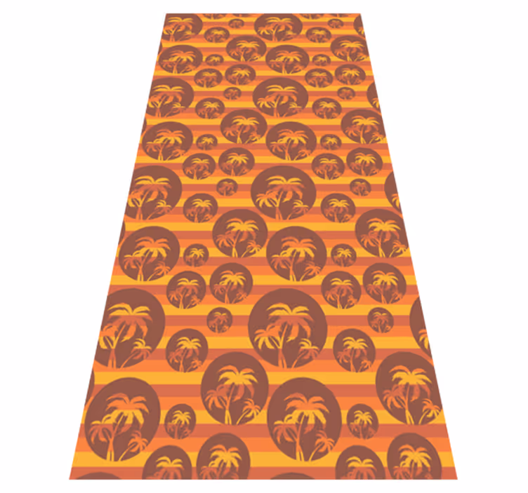 Vinyl teppich braun retro sonnenuntergang und palmen - TenStickers