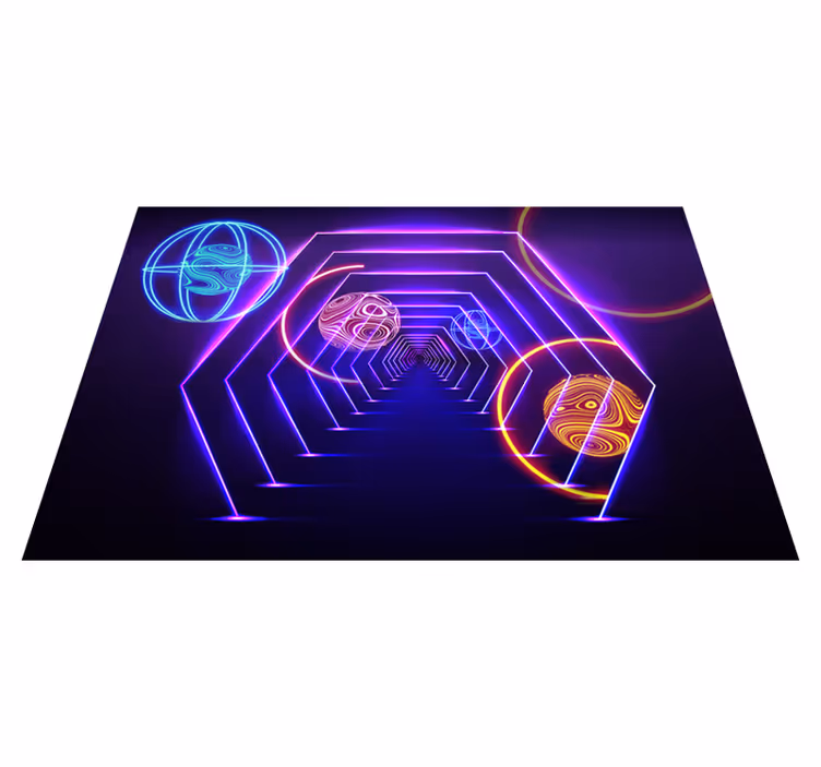 Vinyl teppich lila neon hexagonaler tunnelblick - TenStickers