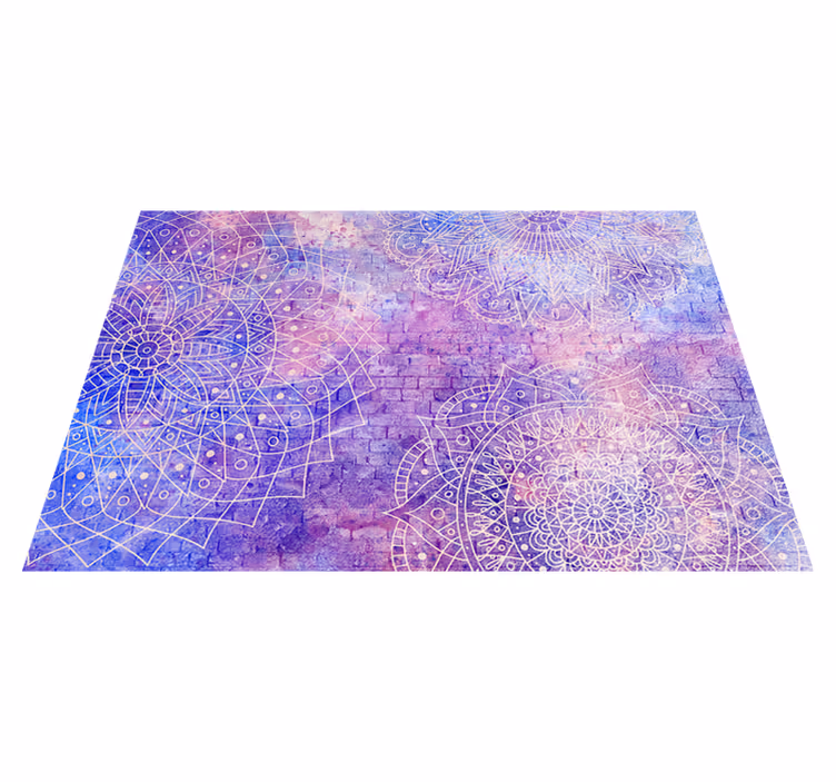 Vinyl teppich lila ziegelmauer mit mandala-muster - TenStickers