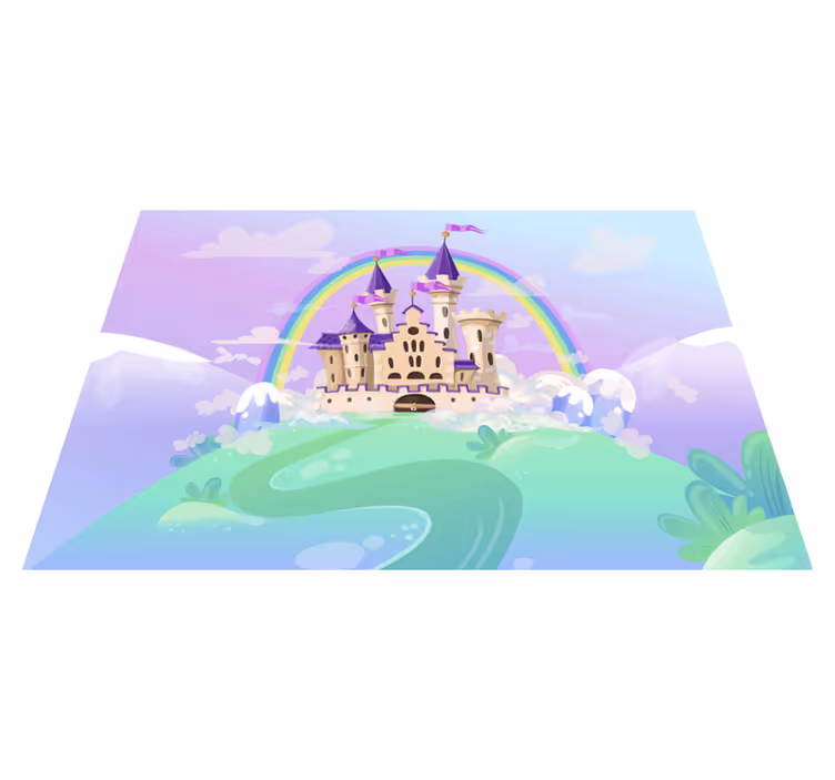 Vinyl teppich lila prinzessinnen schloss wandbild - TenStickers