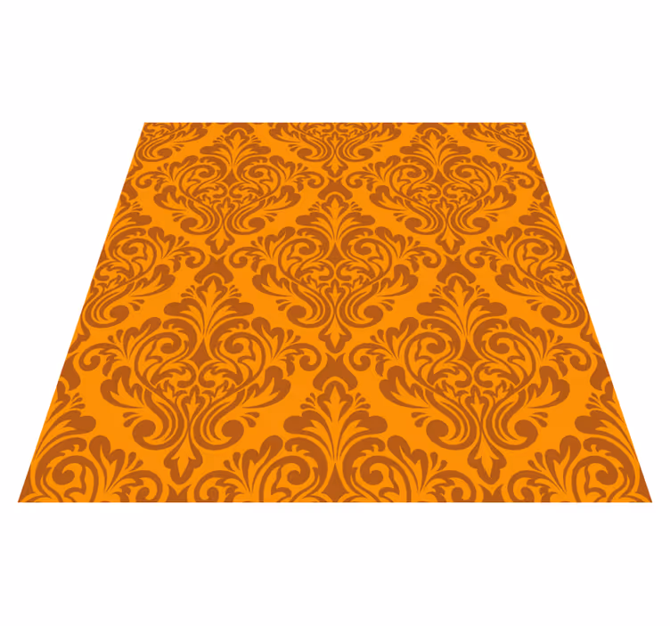 Vinyl teppich orange im vintage damask-design - TenStickers