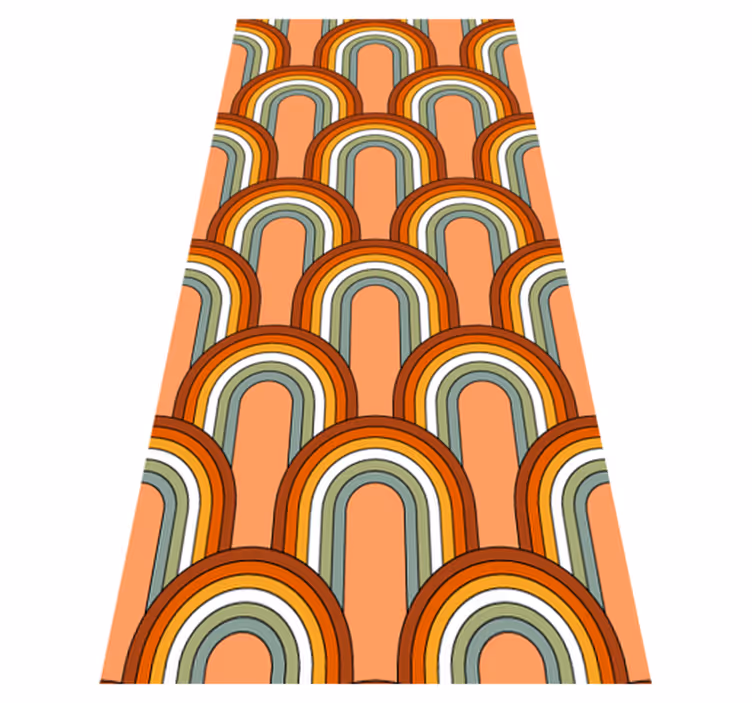 Vinyl teppich orange im regenbogen 70er muster - TenStickers