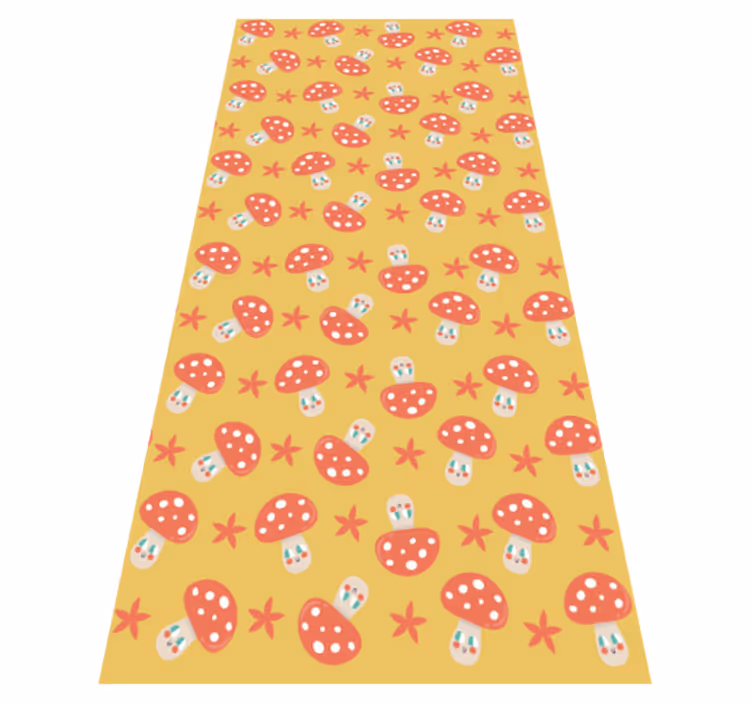 Vinyl teppich orange mit gesichtern auf gelbem hintergrund - TenStickers