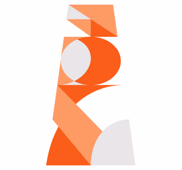 Vinyl teppich orange mit orange-weißer farbblockgestaltung - TenStickers
