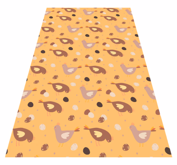 Vinyl teppich orange mit orangefarbenem kükenmuster - TenStickers
