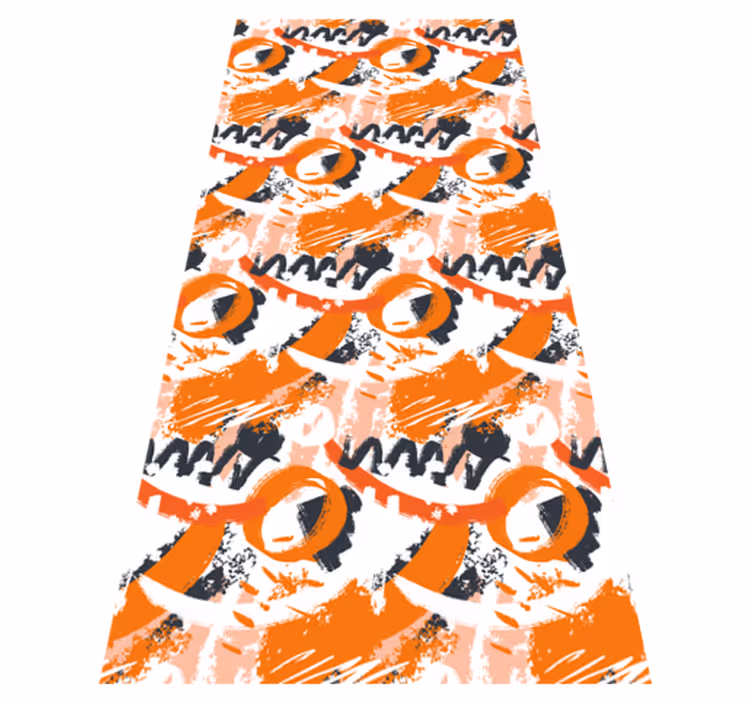 Vinyl teppich orange mit abstrakten orangen aquarellstrichen - TenStickers