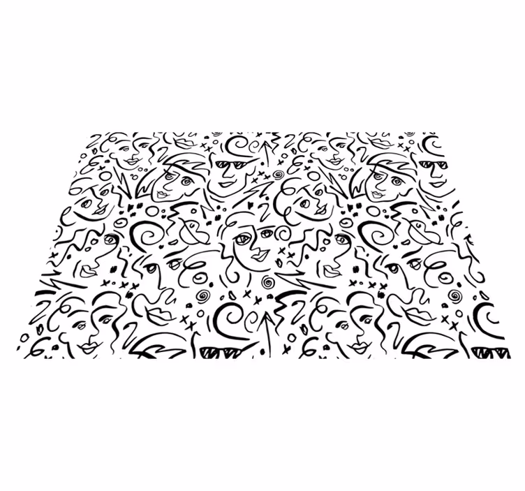 Vinyl teppich schwarz mit graffiti kunst in schwarz weiß - TenStickers