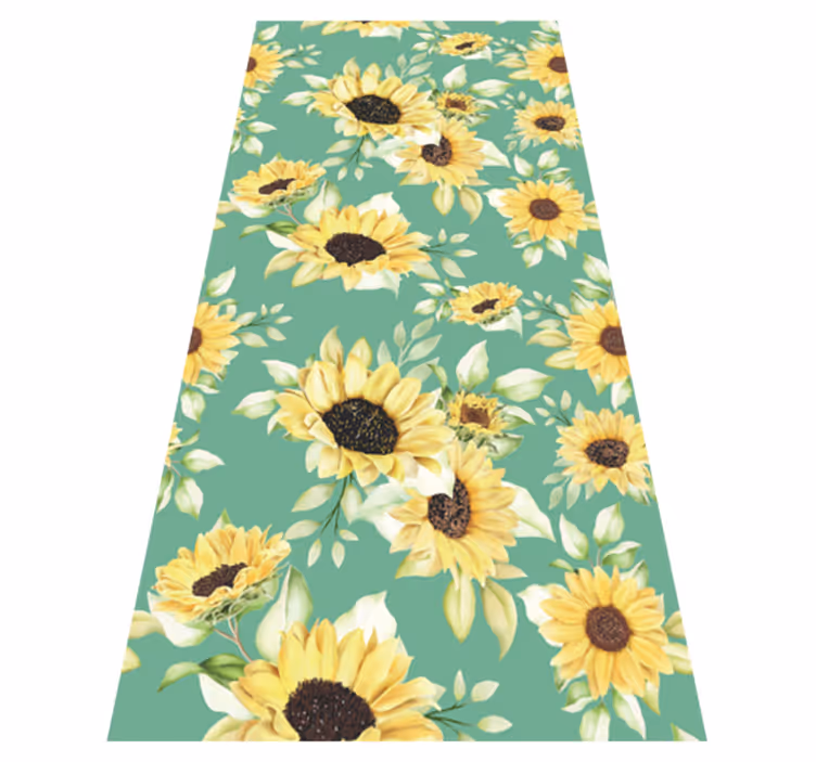 Vinyl teppich grün mit floralem frühlingsdesign - TenStickers