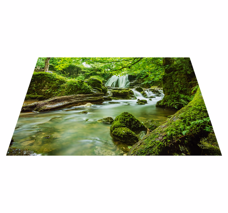 Vinyl teppich grün wasserfall der ruhe - TenStickers