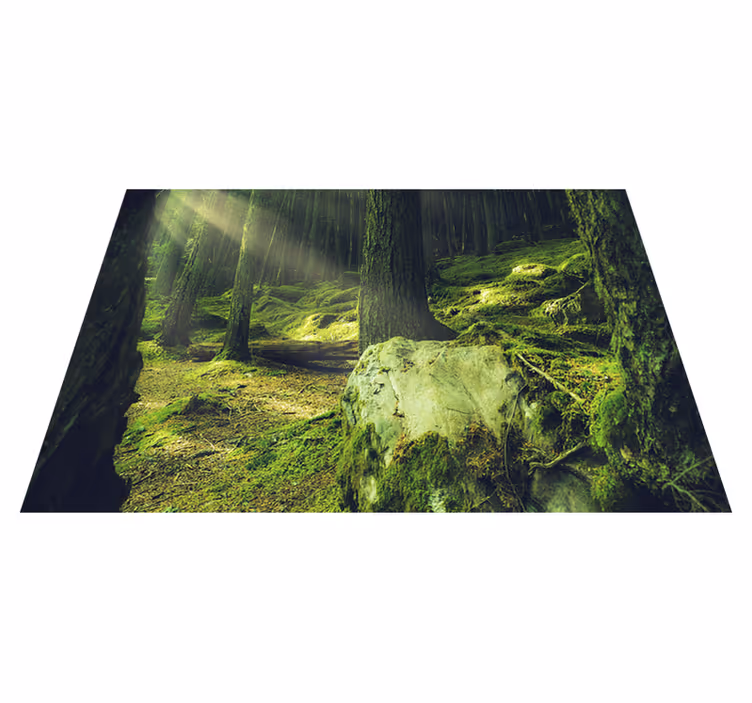Vinyl teppich grün natursteine mit moos im wald - TenStickers