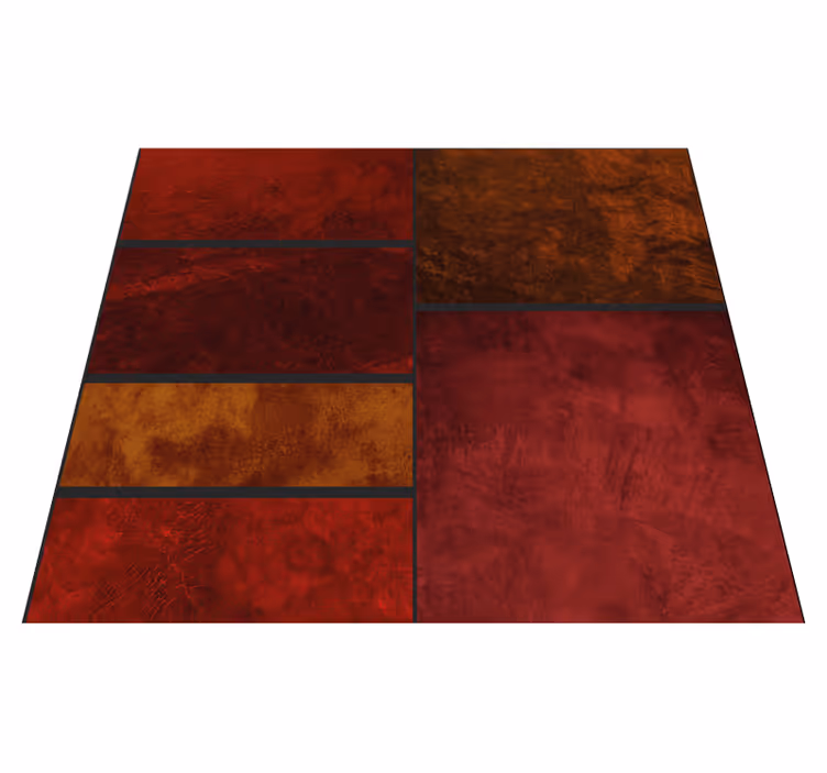 Vinyl teppich rot mit strukturiertem patchwork design - TenStickers