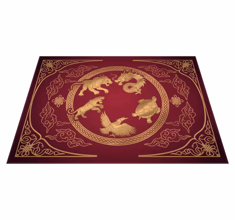 Roter vinyl teppich mit drachen und tiger - TenStickers