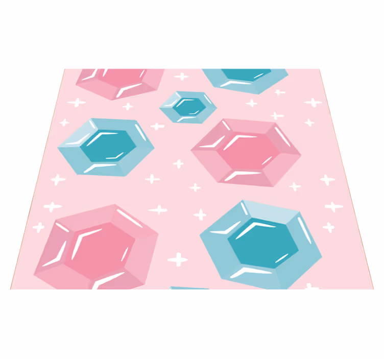 Vinyl teppich rosa mit geometrischen edelsteinen - TenStickers