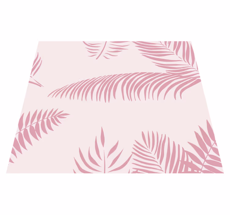 Vinyl teppich rosa mit großen palmenblättern - TenStickers