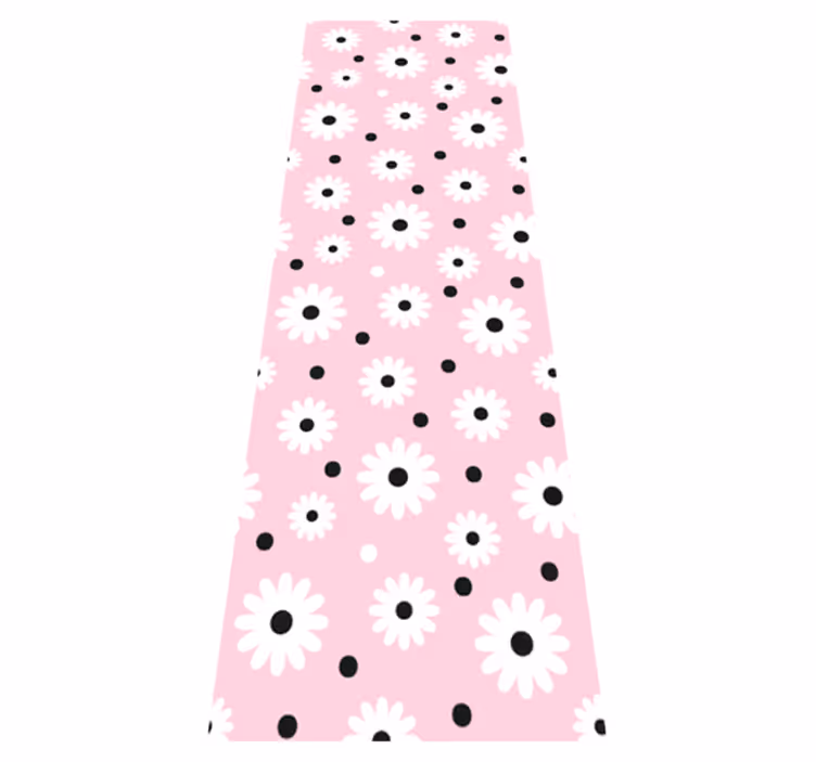 Vinyl teppich rosa mit pinken punkten und blumenmuster - TenStickers
